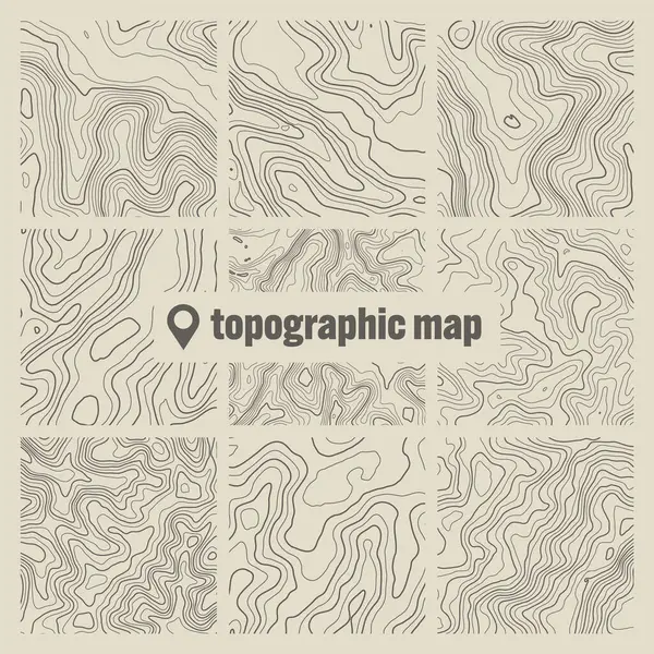Carte Topographique Avec Lignes Contour Grille Géographique Terrain Élévation Hauteur Graphismes Vectoriels