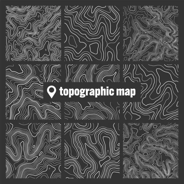 Topografische Kaart Met Contourlijnen Geografisch Terrein Raster Hoogteverschil Grondpad Patroon Vectorbeelden