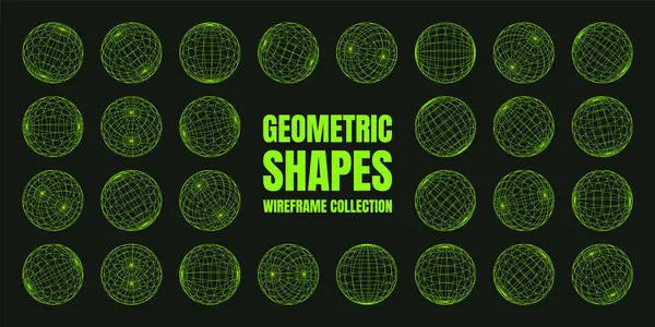 Drahtgestell Formen Gefüllte Kugel Perspektivisches Netz Gitter Geometrische Elemente Mit lizenzfreie Stockvektoren