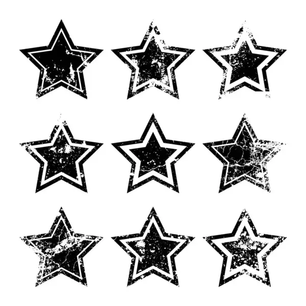 Vintage Csillagok Repedésekkel Foltokkal Régi Kézzel Rajzolt Tábla Fekete Egyszerű — Stock Vector