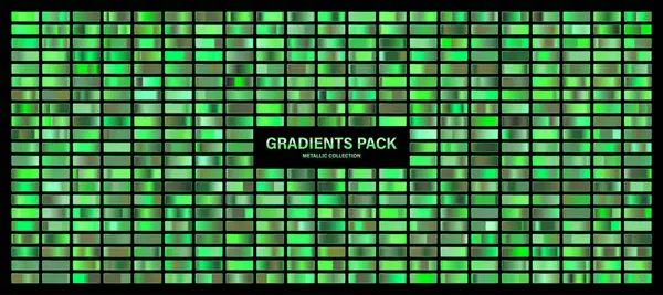 Zelený Smaragdově Lesklý Gradient Struktura Kovové Fólie Sada Barevných Vzorků Royalty Free Stock Vektory