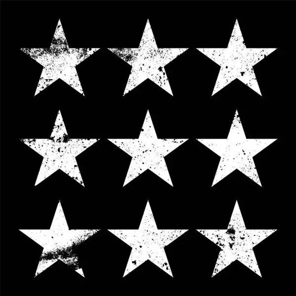 Винтажные Звезды Трещинами Пятнами Старый Ручной Рисунок Белая Простая Форма Векторная Графика