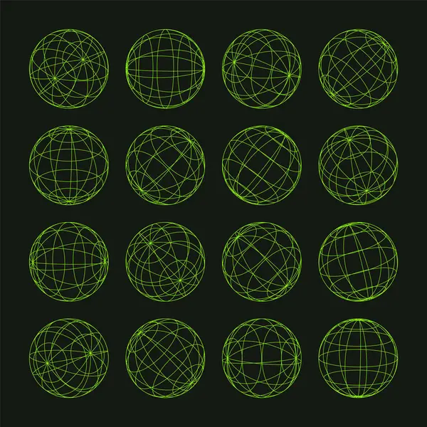 Drahtgestell Formen Gefüllte Kugel Perspektivisches Netz Gitter Geometrische Elemente Mit Stockvektor