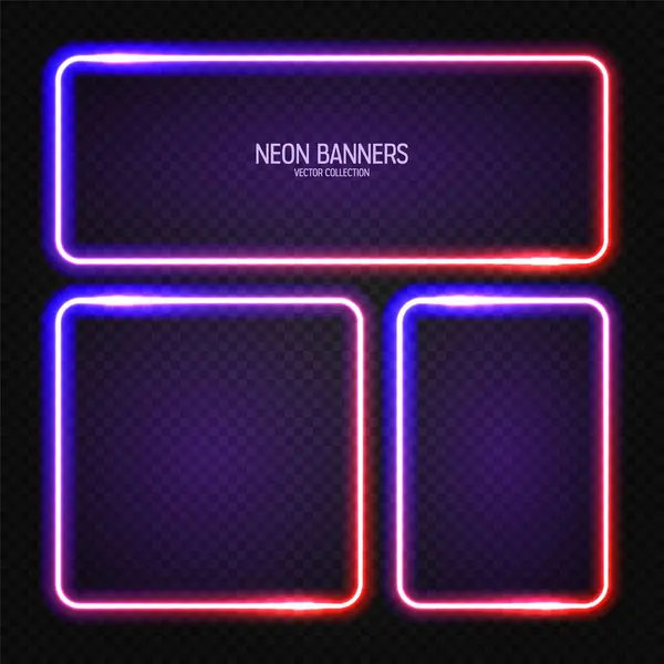 Glowing Neon Banners Illuminated Colorful Square Frames Shiny Vibrant Border Royalty Free Stock Illustrations
