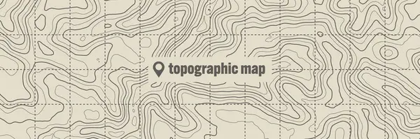 Peta Topografi Dengan Garis Kontur Medan Geografis Grid Relief Ketinggian - Stok Vektor