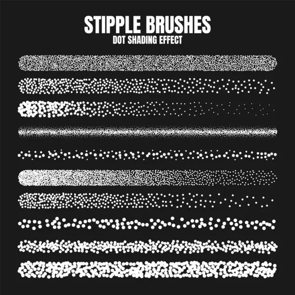 Stipple Scatter Brush Ink Drawing Texturing Fading Gradient Stippling Dotwork — Stock Vector