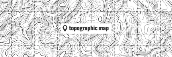Peta Topografi Dengan Garis Kontur Medan Geografis Grid Relief Ketinggian - Stok Vektor