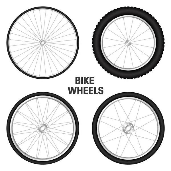 Roți Bicicletă Realiste Anvelope Cauciuc Pentru Biciclete Spițe Metalice Strălucitoare Vectori de stoc fără drepturi de autor