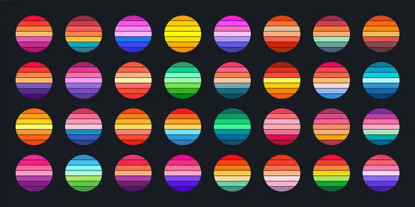 Vintage Sunset Collection Colorful Striped Sunrise Badges 80S 90S Style Royalty Free Stock Vectors