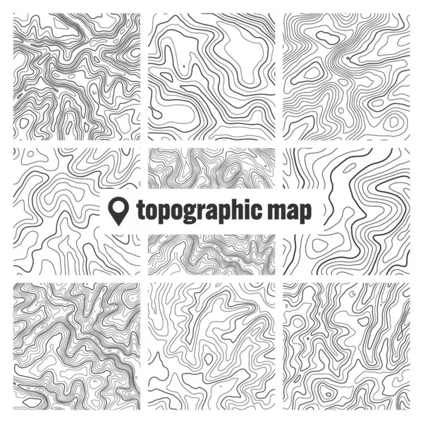 Topografisk Kort Med Konturlinjer Geografisk Terræn Gitter Relief Højde Elevation Stock-illustration