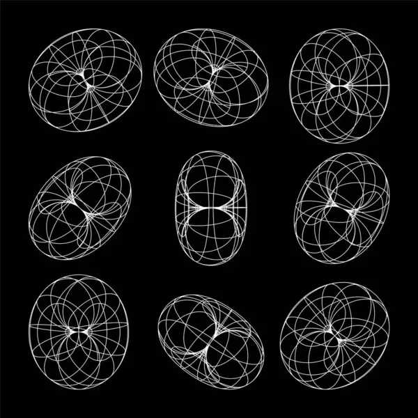 Drahtgestell Formen Ausgekleideter Torus Perspektivisches Netz Gitter Geometrische Elemente Mit Stockvektor