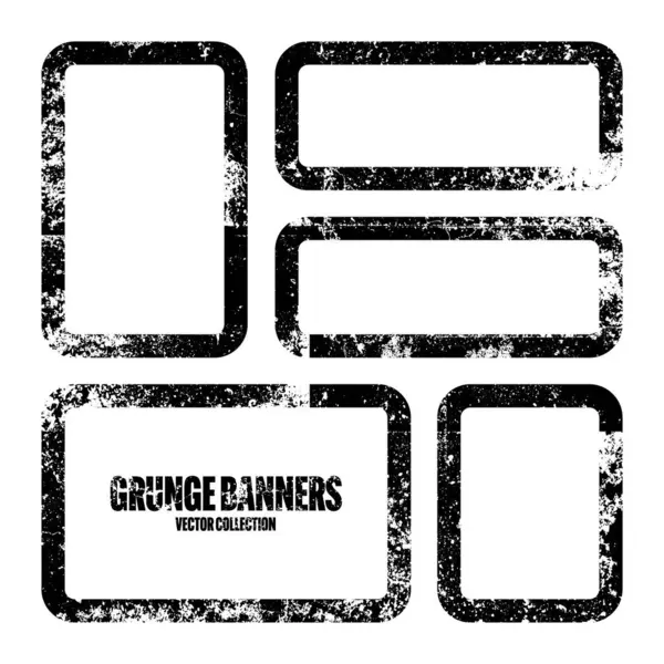 Grunge Quadros Quadrados Banners Com Manchas Arranhões Curva Pincel Elemento Gráficos De Vetores