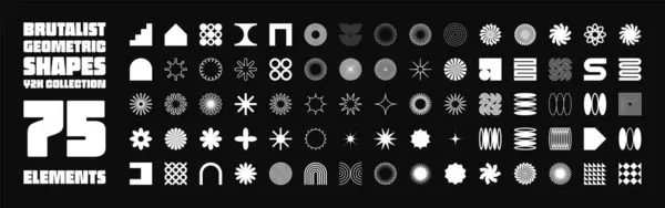 Brutalist Geometric Shapes Symbols Simple Primitive Elements Forms Retro Design Stock Vector