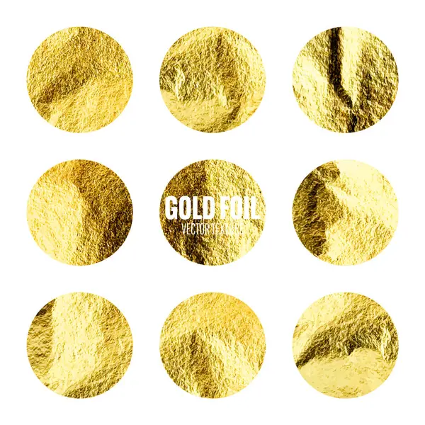 Gold Foil Shiny Handmade Circles Golden Glittering Texture Pattern Luxury Stock Vector