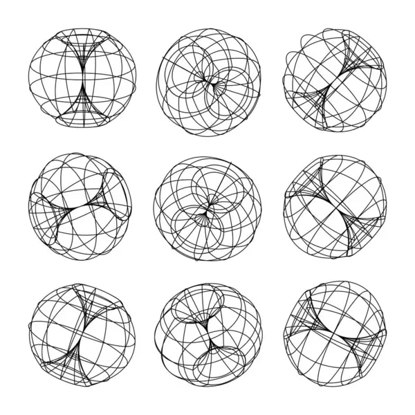 Wireframe Lined Shapes Perspective Mesh Grid Low Poly Geometric Elements Royalty Free Stock Vectors