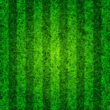 Yeşil çimlerle futbol sahası. Çizgili futbol sahası arka planı. Spor sahası, sahte veya doğal çimenleri olan stadyum. Vektör illüstrasyonu.