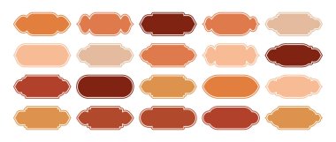 İslami çerçeveler, doğu tarzı objeler. Arap şekilleri, pencereler ve kemerler. Geleneksel süs afişi, çerçeve. Müslüman bayramları, Ramazan Kareem. Modern doğu mimarisi. Vektör illüstrasyonu.