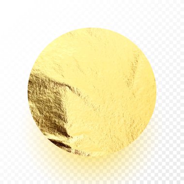 Altın folyo, parlak el yapımı daire. Altın parıltılı doku, desen. Şatafatlı, parlak arka plan çizimi. Düğün, tebrik kartı dekorasyonu. Modern minimalist sanat. Vektör illüstrasyonu.