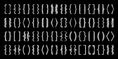 Gölgeli metinler, siyah alıntı kutusu. Kıvırcık, kare ve köşe parantezleri. Klasik basım sembolü, kaligrafik alıntı çerçevesi. Karalama, harf elemanı. Vektör illüstrasyonu.