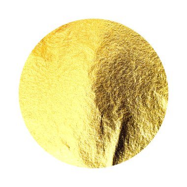 Altın folyo, parlak el yapımı daire. Altın parıltılı doku, desen. Şatafatlı, parlak arka plan çizimi. Düğün, tebrik kartı dekorasyonu. Modern minimalist sanat. Vektör illüstrasyonu.