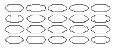 İslami çerçeveler, doğu tarzı objeler. Arap şekilleri, pencereler ve kemerler. Geleneksel süs afişi, çerçeve. Müslüman bayramları, Ramazan Kareem. Modern doğu mimarisi. Vektör illüstrasyonu.