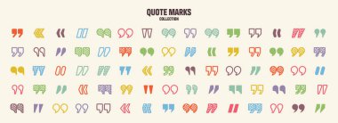 Metin tırnak işaretleri. El çizimi tırnak işareti. Tipografik konuşma işareti sembolü. Vektör çizimi. Mesaj ya da yorum. Vektör illüstrasyonu.