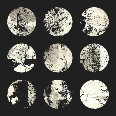 Grunge gümüş folyo, parlak el yapımı daireler. Altın parıltılı doku, desen. Şatafatlı, parlak arka plan çizimi. Düğün, tebrik kartı dekorasyonu. Modern sanat. Vektör illüstrasyonu.