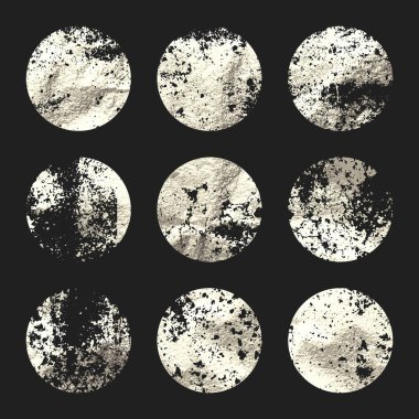 Grunge gümüş folyo, parlak el yapımı daireler. Altın parıltılı doku, desen. Şatafatlı, parlak arka plan çizimi. Düğün, tebrik kartı dekorasyonu. Modern sanat. Vektör illüstrasyonu.