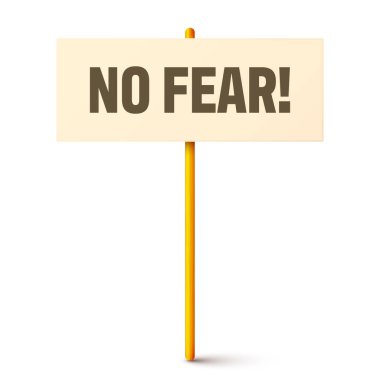 Metin sloganı ve tahta tutacağı olan protesto tabelası. Gösteri afişi. Karton pano modellemesi grevde. Sosyal reklam. Vektör illüstrasyonu.