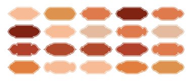 İslami çerçeveler, doğu tarzı objeler. Arap şekilleri, pencereler ve kemerler. Geleneksel süs afişi, çerçeve. Müslüman bayramları, Ramazan Kareem. Modern doğu mimarisi. Vektör illüstrasyonu.