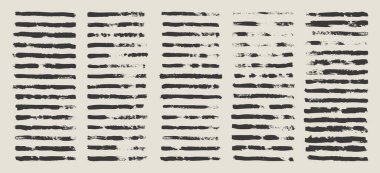 Grunge fırça darbeleri, çizgiler, mürekkep lekeleri, elle çizilmiş karalama şekilleri. El yapımı kabataslak izler, akrilik lekeler, kömür çizgileri. Boya dokuları, kuru fırça etkisi. İşaret altı çizili. Vektör illüstrasyonu.