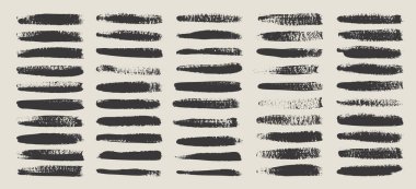 Grunge fırça darbeleri, çizgiler, mürekkep lekeleri, elle çizilmiş karalama şekilleri. El yapımı kabataslak izler, akrilik lekeler, kömür çizgileri. Boya dokuları, kuru fırça etkisi. İşaret altı çizili. Vektör illüstrasyonu.