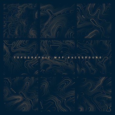 Sınır çizgileri olan topografik haritalar. Coğrafi arazi şebekesi, rahatlama yüksekliği. Yer yolu deseni. Seyahat ve seyrüsefer, harita tasarım elementi. Vektör illüstrasyonu.