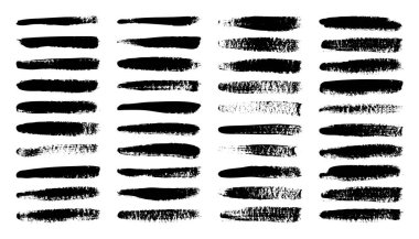 Grunge fırça darbeleri, çizgiler, mürekkep lekeleri, elle çizilmiş karalama şekilleri. El yapımı kabataslak izler, akrilik lekeler, kömür çizgileri. Boya dokuları, kuru fırça etkisi. İşaret altı çizili. Vektör illüstrasyonu.