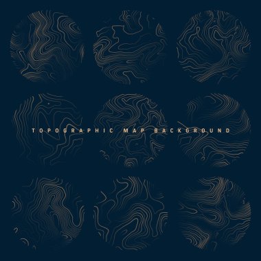 Sınır çizgileri olan topografik haritalar. Coğrafi arazi şebekesi, rahatlama yüksekliği. Yer yolu deseni. Seyahat ve seyrüsefer, harita tasarım elementi. Vektör illüstrasyonu.