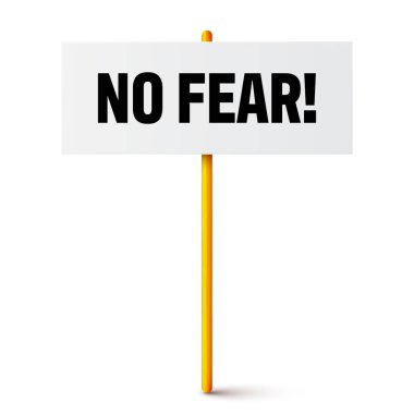 Metin sloganı ve tahta tutacağı olan protesto tabelası. Gösteri afişi. Karton pano modellemesi grevde. Sosyal reklam. Vektör illüstrasyonu.