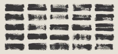 Grunge fırça darbeleri, çizgiler, mürekkep lekeleri, elle çizilmiş karalama şekilleri. El yapımı kabataslak izler, akrilik lekeler, kömür çizgileri. Boya dokuları, kuru fırça etkisi. İşaret altı çizili. Vektör illüstrasyonu.