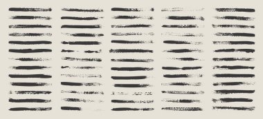 Grunge fırça darbeleri, çizgiler, mürekkep lekeleri, elle çizilmiş karalama şekilleri. El yapımı kabataslak izler, akrilik lekeler, kömür çizgileri. Boya dokuları, kuru fırça etkisi. İşaret altı çizili. Vektör illüstrasyonu.