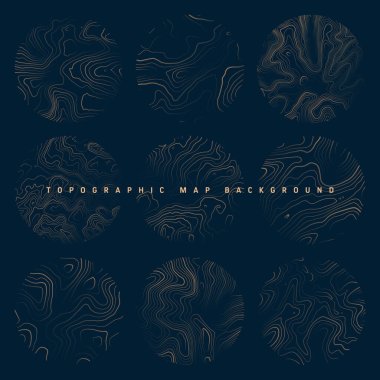 Sınır çizgileri olan topografik haritalar. Coğrafi arazi şebekesi, rahatlama yüksekliği. Yer yolu deseni. Seyahat ve seyrüsefer, harita tasarım elementi. Vektör illüstrasyonu.
