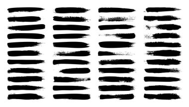 Grunge fırça darbeleri, çizgiler, mürekkep lekeleri, elle çizilmiş karalama şekilleri. El yapımı kabataslak izler, akrilik lekeler, kömür çizgileri. Boya dokuları, kuru fırça etkisi. İşaret altı çizili. Vektör illüstrasyonu.