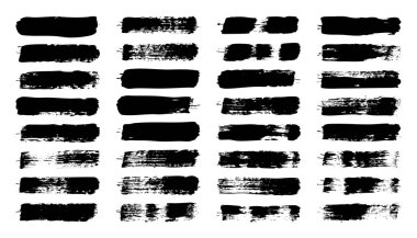 Grunge fırça darbeleri, çizgiler, mürekkep lekeleri, elle çizilmiş karalama şekilleri. El yapımı kabataslak izler, akrilik lekeler, kömür çizgileri. Boya dokuları, kuru fırça etkisi. İşaret altı çizili. Vektör illüstrasyonu.