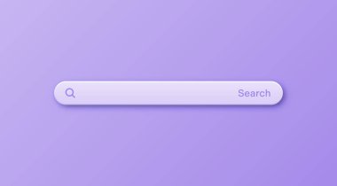 Renkli 3D arama çubuğu şablonu. Arama kutusu, adres çubuğu ve metin alanı olan internet tarayıcı motoru. Kullanıcı tasarımı, web arayüzü ögesi web simgeleri ve düğmeye basın. Vektör illüstrasyonu.