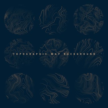 Sınır çizgileri olan topografik haritalar. Coğrafi arazi şebekesi, rahatlama yüksekliği. Yer yolu deseni. Seyahat ve seyrüsefer, harita tasarım elementi. Vektör illüstrasyonu.