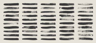 Grunge fırça darbeleri, çizgiler, mürekkep lekeleri, elle çizilmiş karalama şekilleri. El yapımı kabataslak izler, akrilik lekeler, kömür çizgileri. Boya dokuları, kuru fırça etkisi. İşaret altı çizili. Vektör illüstrasyonu.