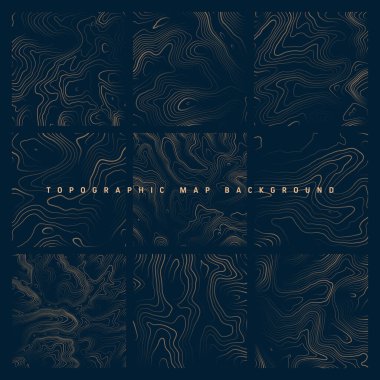 Sınır çizgileri olan topografik haritalar. Coğrafi arazi şebekesi, rahatlama yüksekliği. Yer yolu deseni. Seyahat ve seyrüsefer, harita tasarım elementi. Vektör illüstrasyonu.