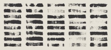 Grunge fırça darbeleri, çizgiler, mürekkep lekeleri, elle çizilmiş karalama şekilleri. El yapımı kabataslak izler, akrilik lekeler, kömür çizgileri. Boya dokuları, kuru fırça etkisi. İşaret altı çizili. Vektör illüstrasyonu.