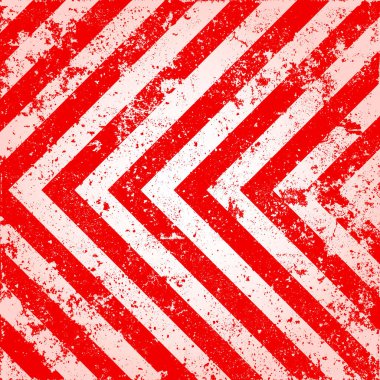 Kırmızı ve beyaz köşegen çizgileri olan uyarı işareti. Dikkat, tehlike ya da uyarı sembolü. İnşaat alanı tabelası, yol güvenliği uyarısı, tehlike bayrağı, güvenlik alarmı kalkanı. Vektör illüstrasyonu.