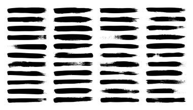 Grunge fırça darbeleri, çizgiler, mürekkep lekeleri, elle çizilmiş karalama şekilleri. El yapımı kabataslak izler, akrilik lekeler, kömür çizgileri. Boya dokuları, kuru fırça etkisi. İşaret altı çizili. Vektör illüstrasyonu.