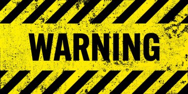 Sarı ve siyah köşegen çizgileri olan uyarı işareti. Dikkat, tehlike ya da uyarı sembolü. İnşaat alanı tabelası, yol güvenliği uyarısı, tehlike bayrağı, güvenlik alarmı kalkanı. Vektör illüstrasyonu.