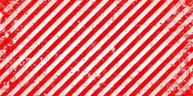 Kırmızı ve beyaz köşegen çizgileri olan uyarı işareti. Dikkat, tehlike ya da uyarı sembolü. İnşaat alanı tabelası, yol güvenliği uyarısı, tehlike bayrağı, güvenlik alarmı kalkanı. Vektör illüstrasyonu.